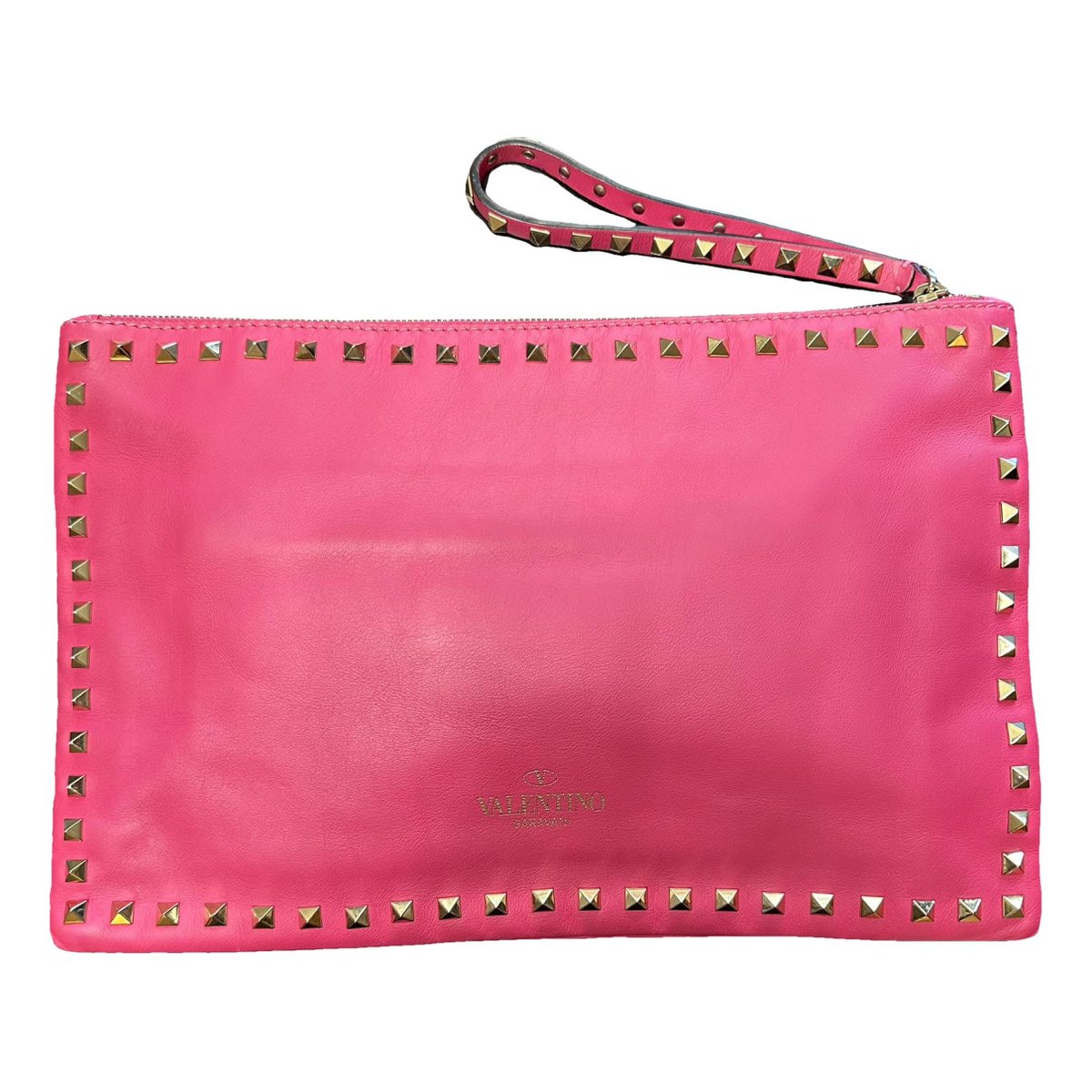 Rockstud leather clutch bag