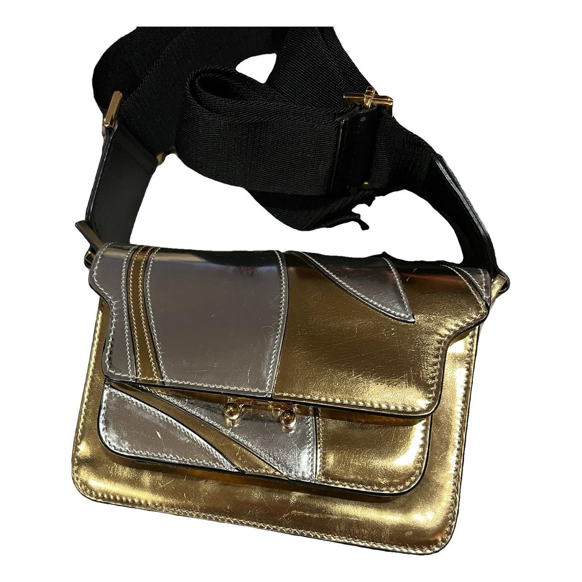 Trunk leather crossbody bag