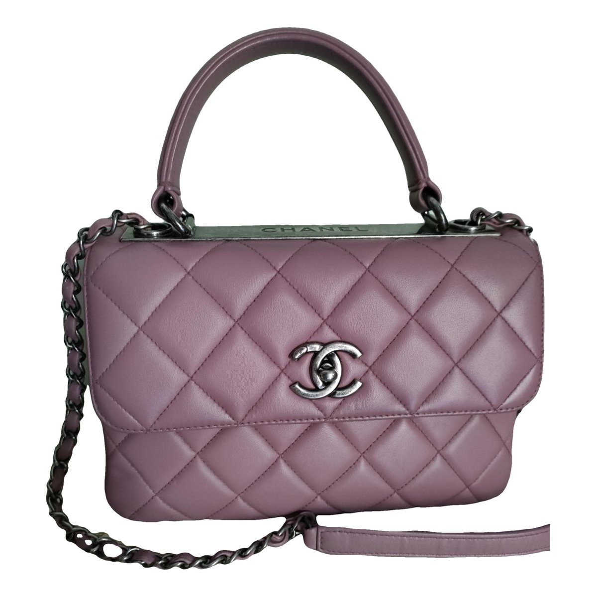 Trendy CC Top Handle leather handbag