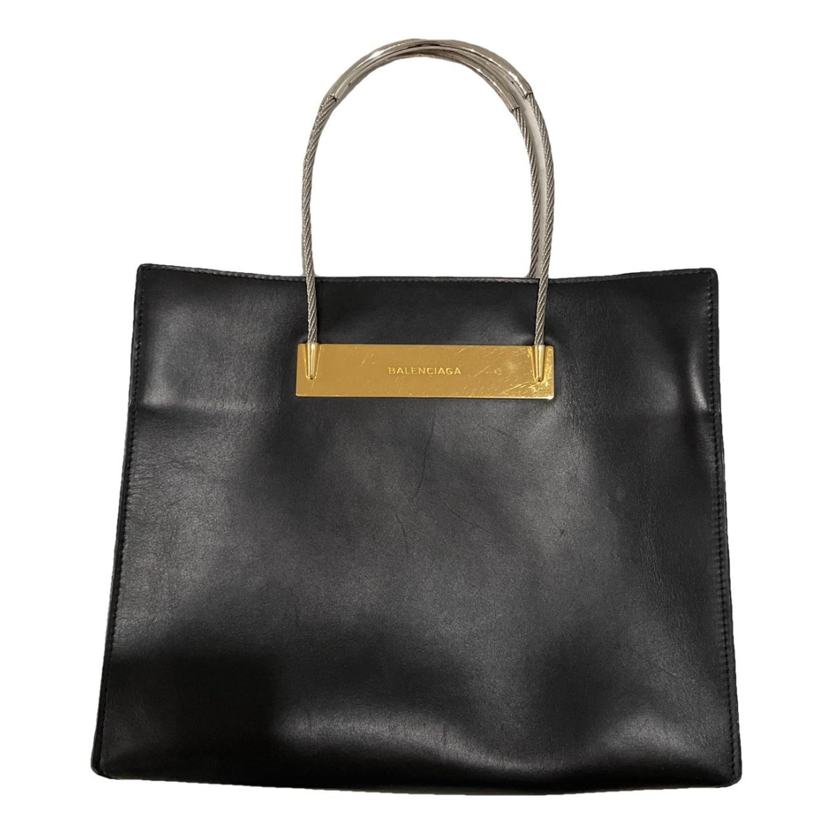Cable leather tote