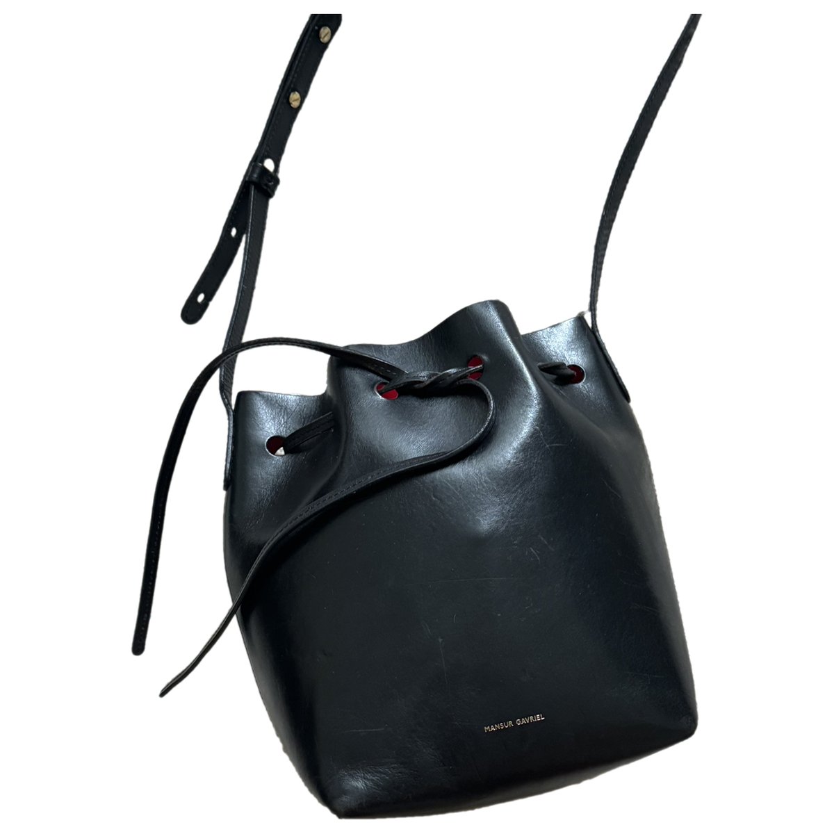 Bucket leather handbag