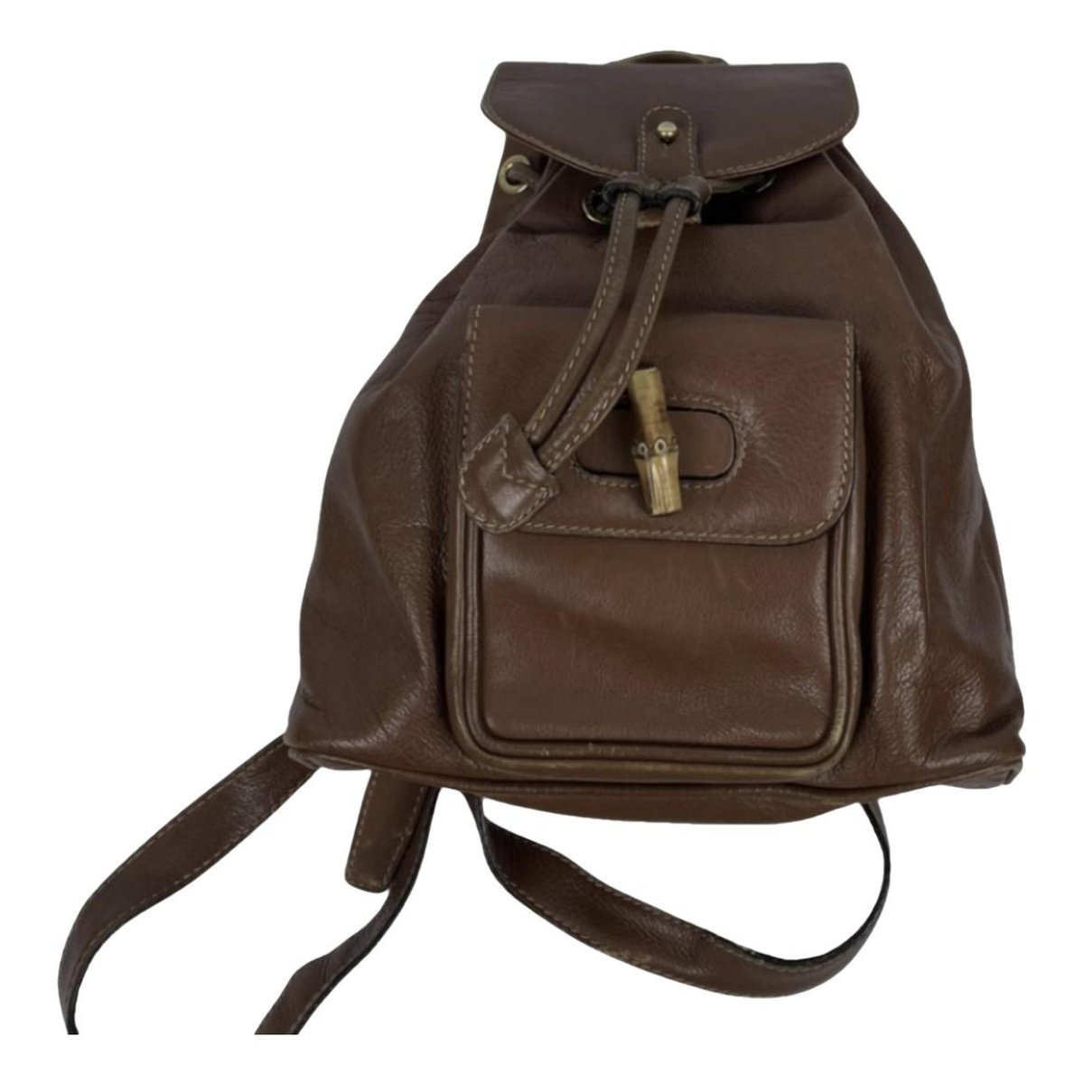 Bamboo Tassel Oval leather backpack