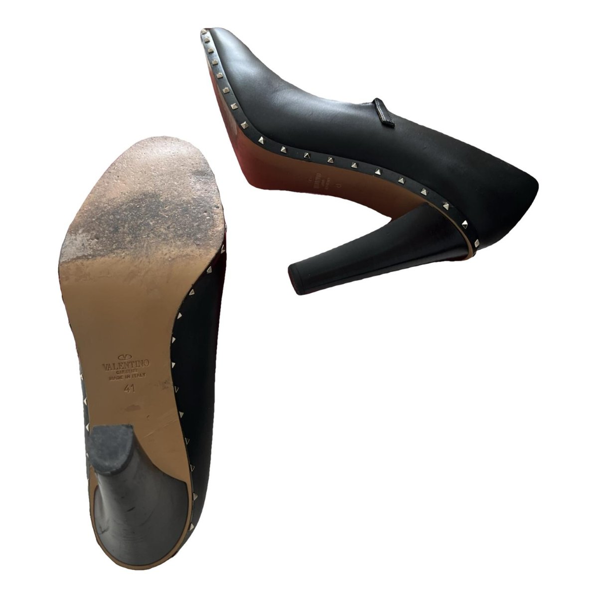 Rockstud leather heels