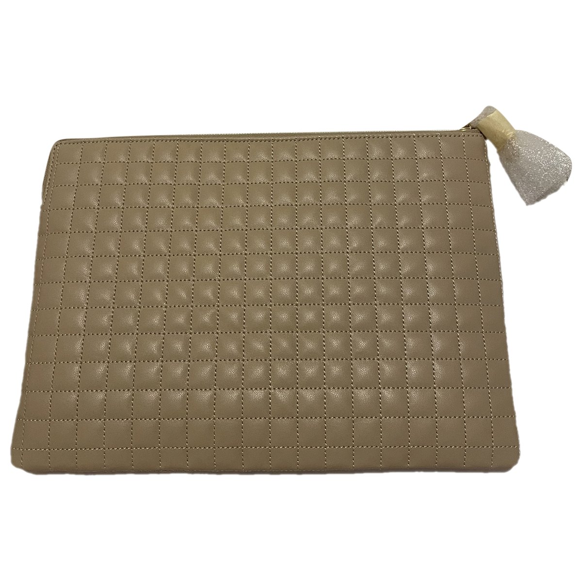 Charm leather clutch bag