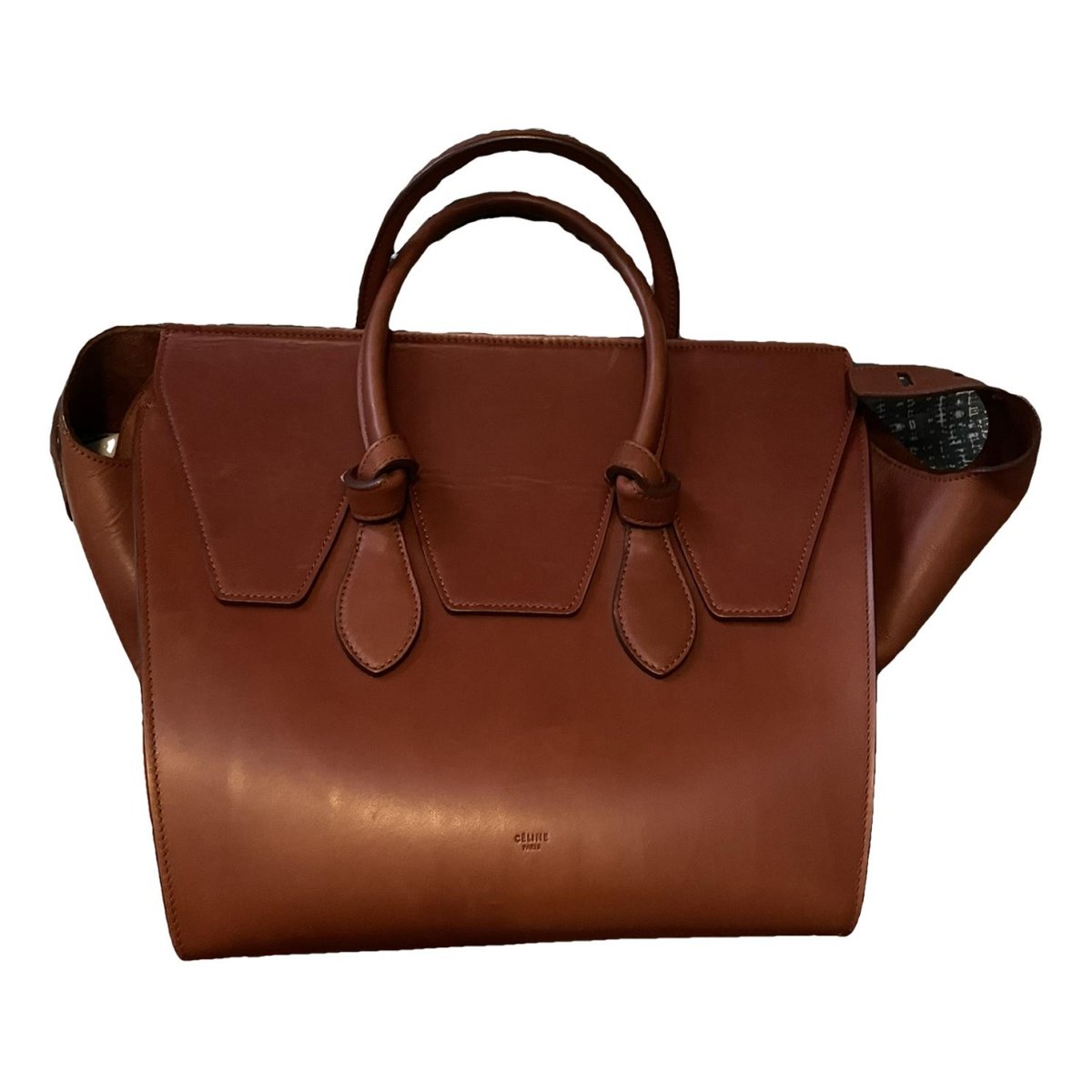 Tie leather handbag