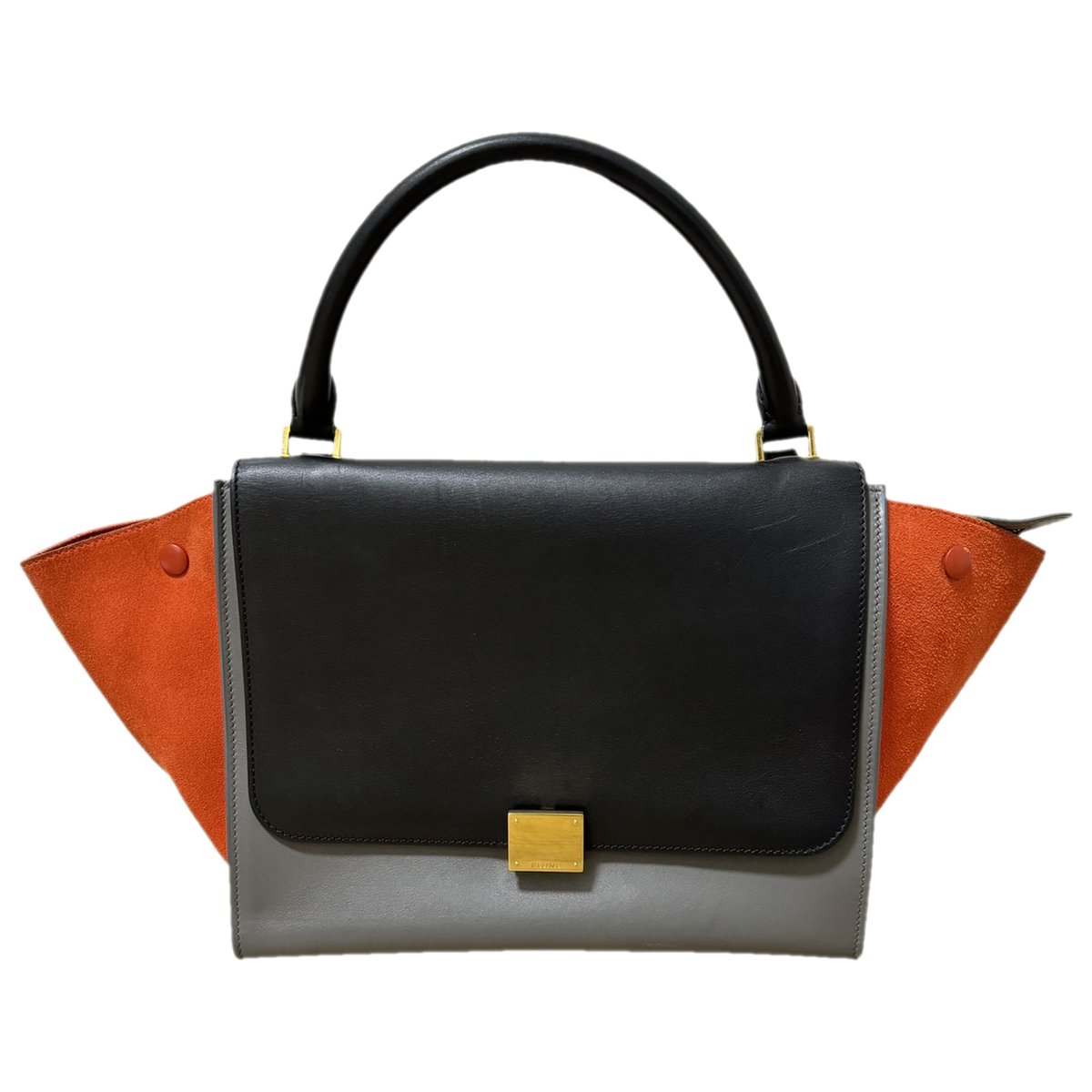 Trapèze leather handbag