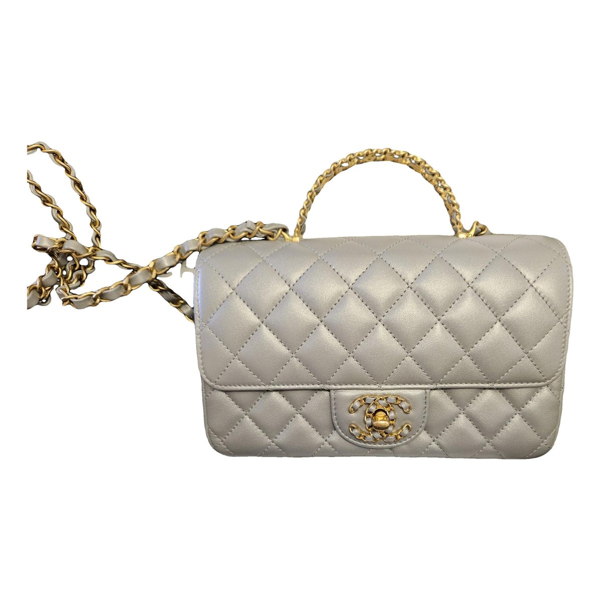 Trendy CC Top Handle leather handbag