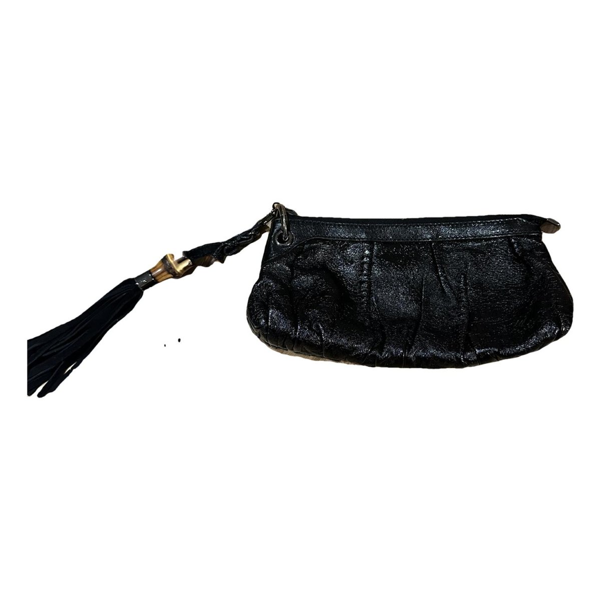 Bamboo patent leather clutch bag
