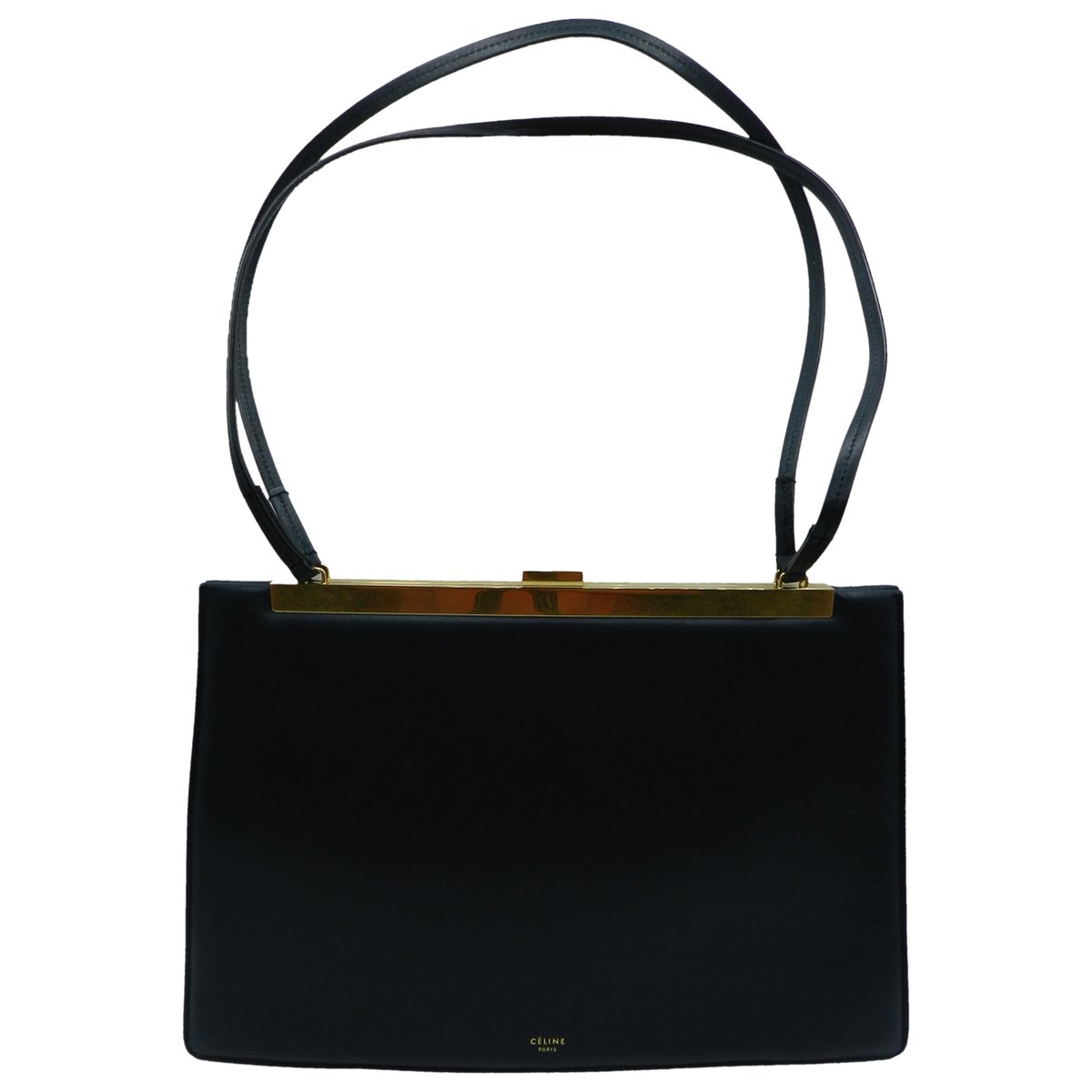 Clasp leather handbag