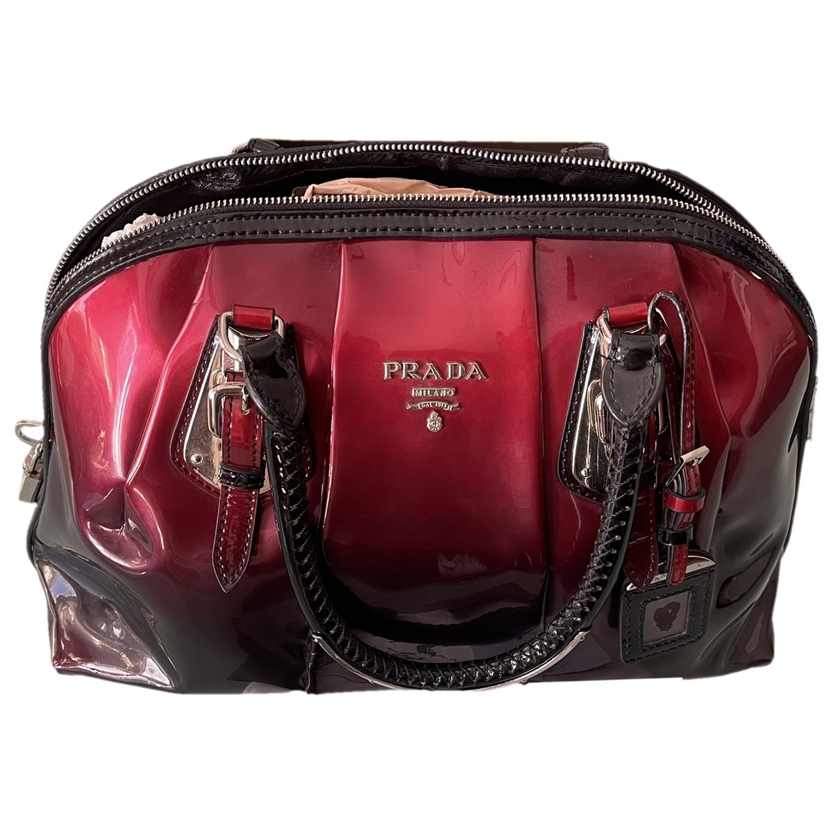 Bowling patent leather handbag