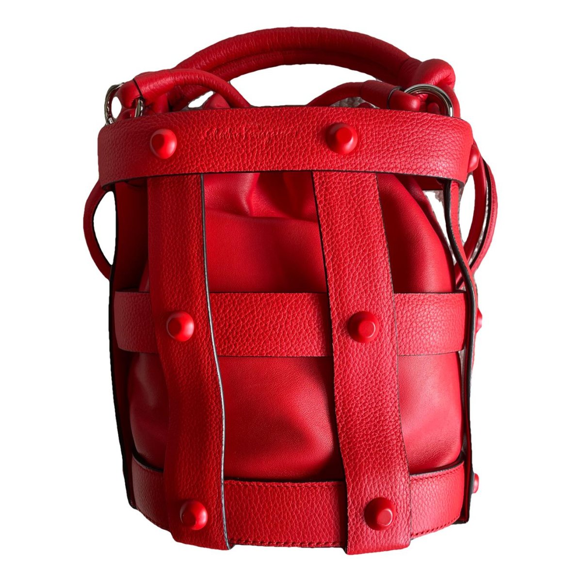 Cage leather handbag