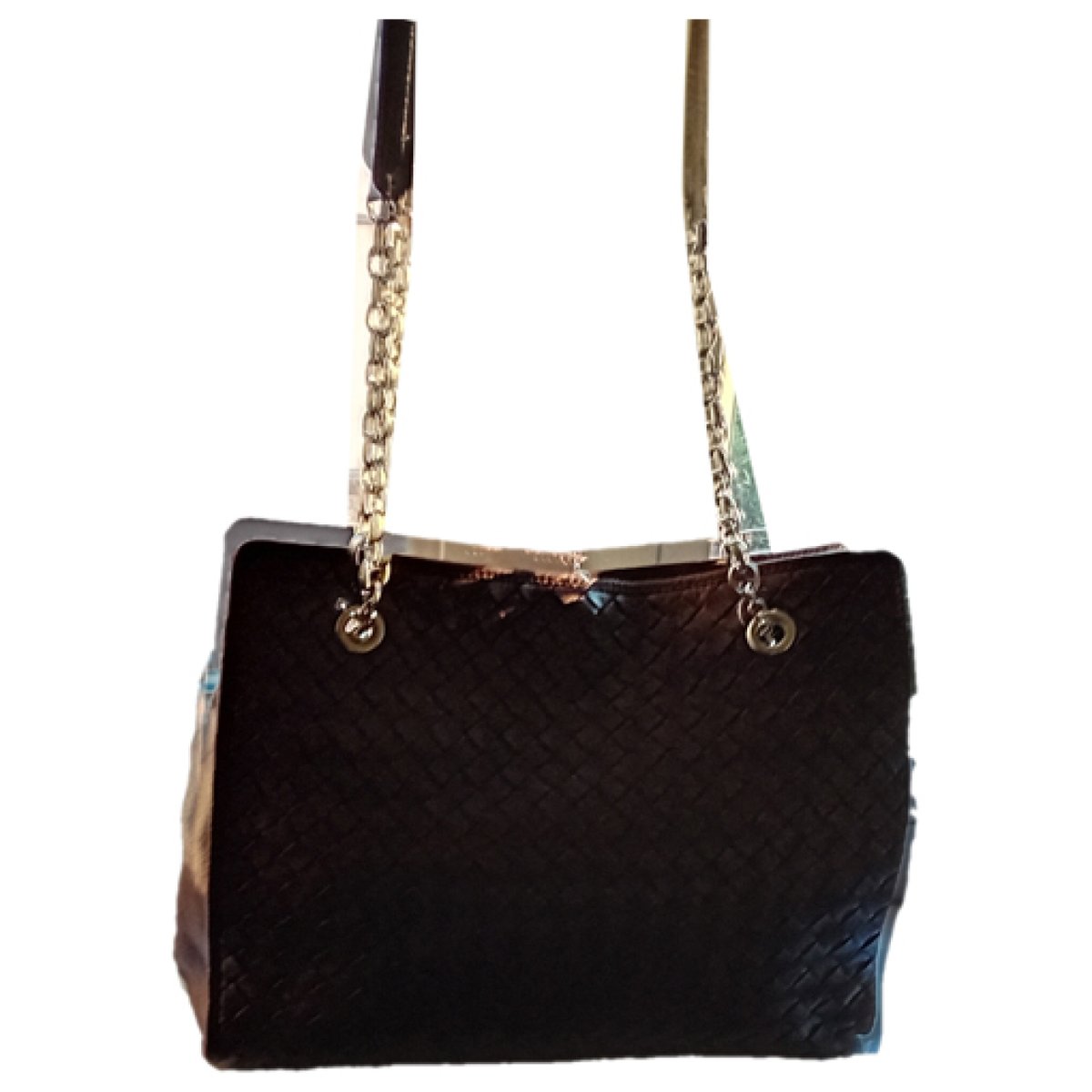 Window leather handbag