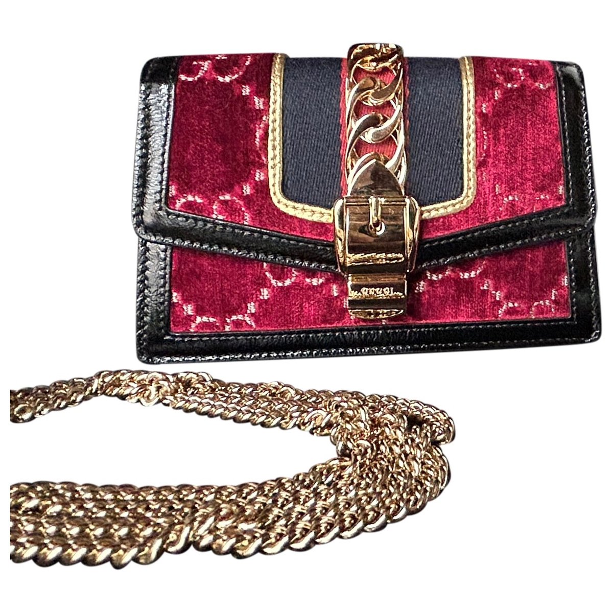 Sylvie Flap Chain velvet crossbody bag