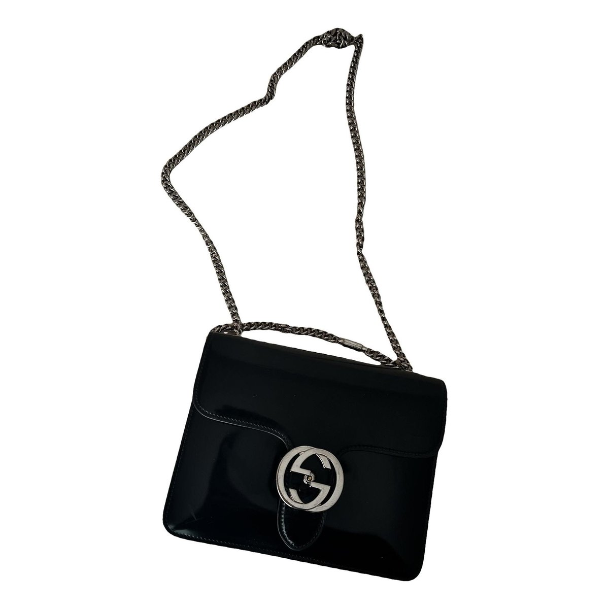 Interlocking patent leather clutch bag