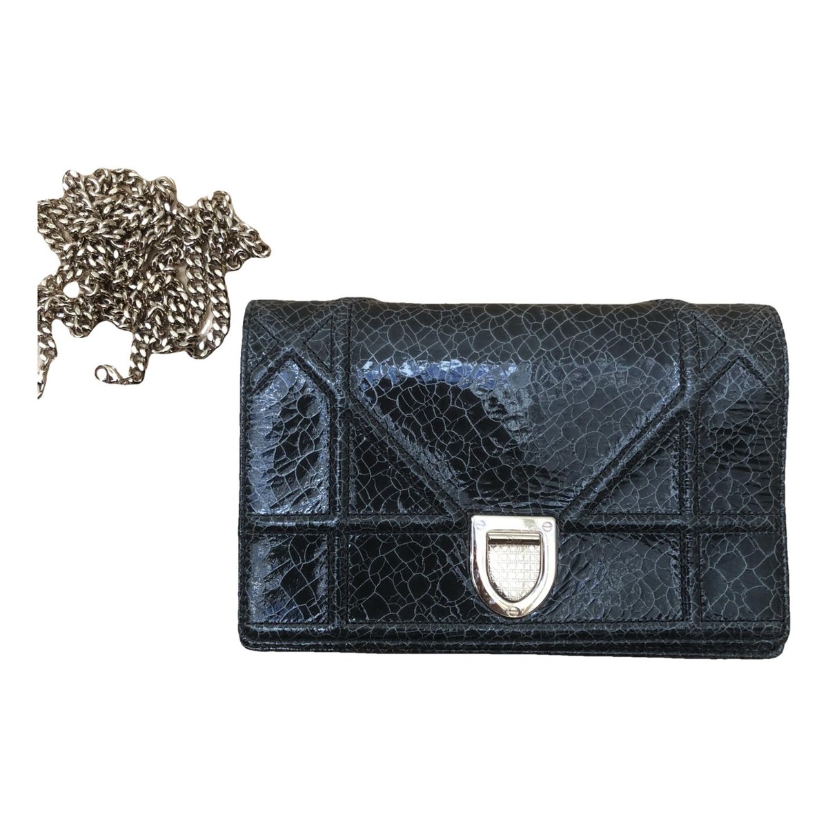 Wallet On Chain Diorama patent leather crossbody bag
