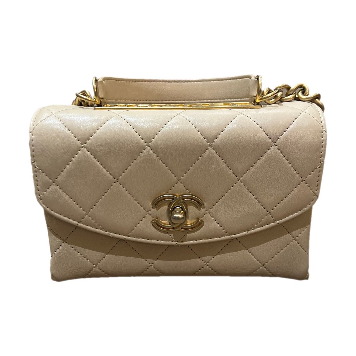 Trendy CC Top Handle leather handbag