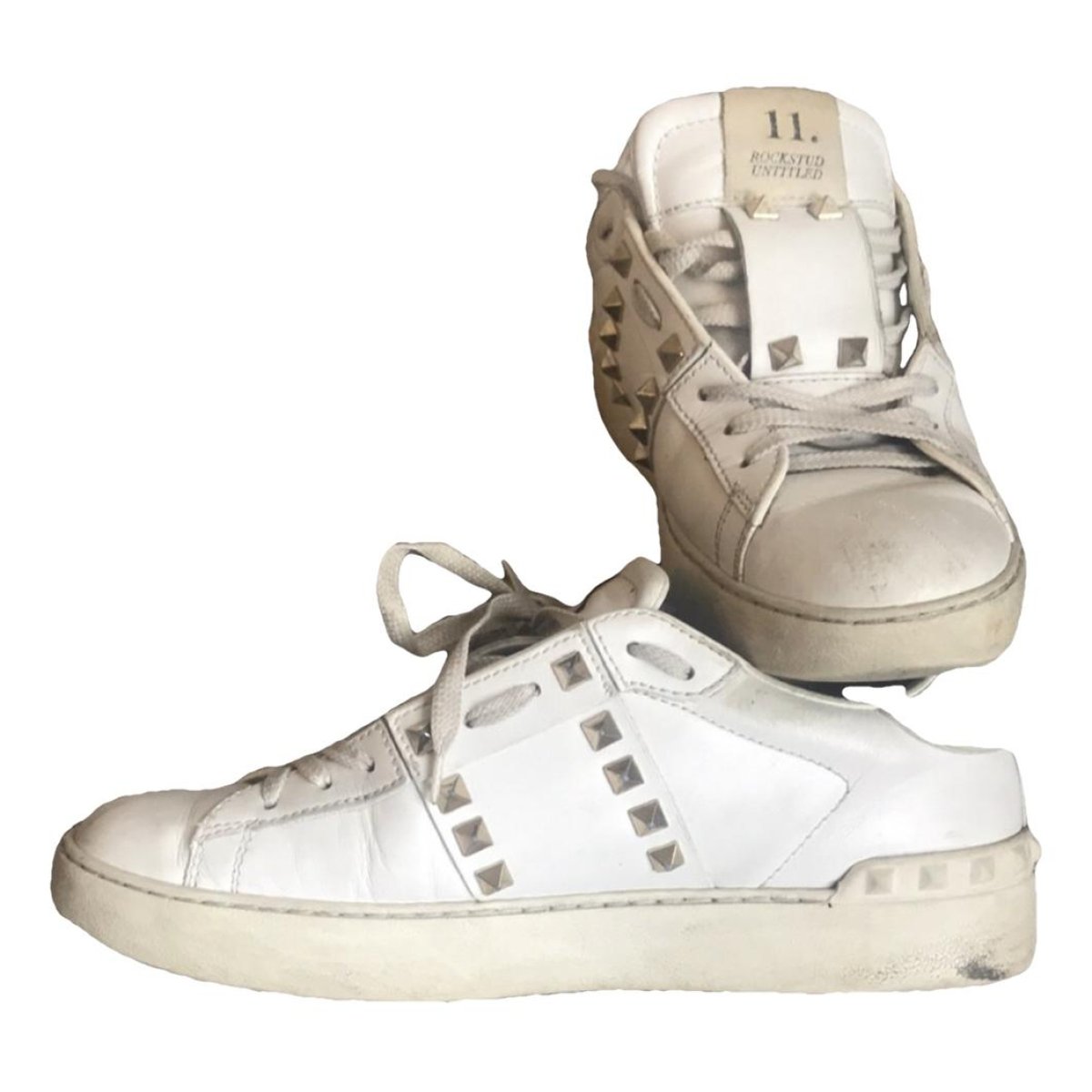 Rockstud leather trainers