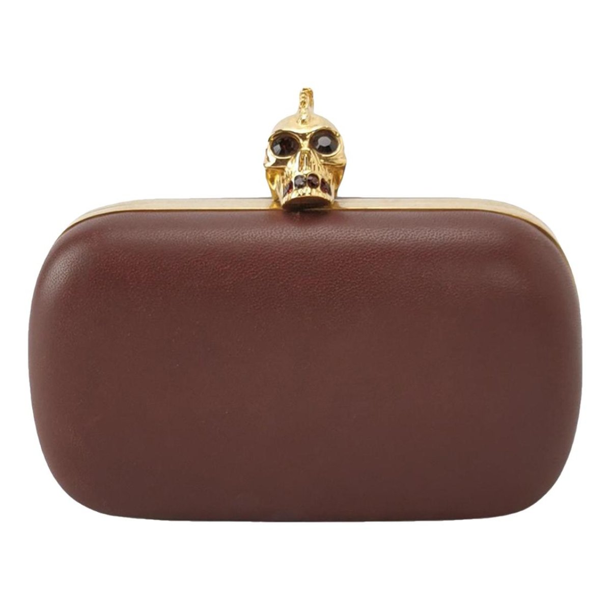Skull leather clutch bag