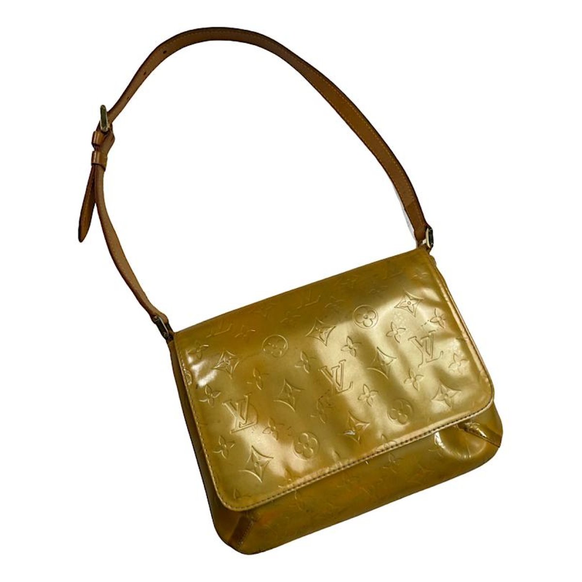 Baggy patent leather handbag