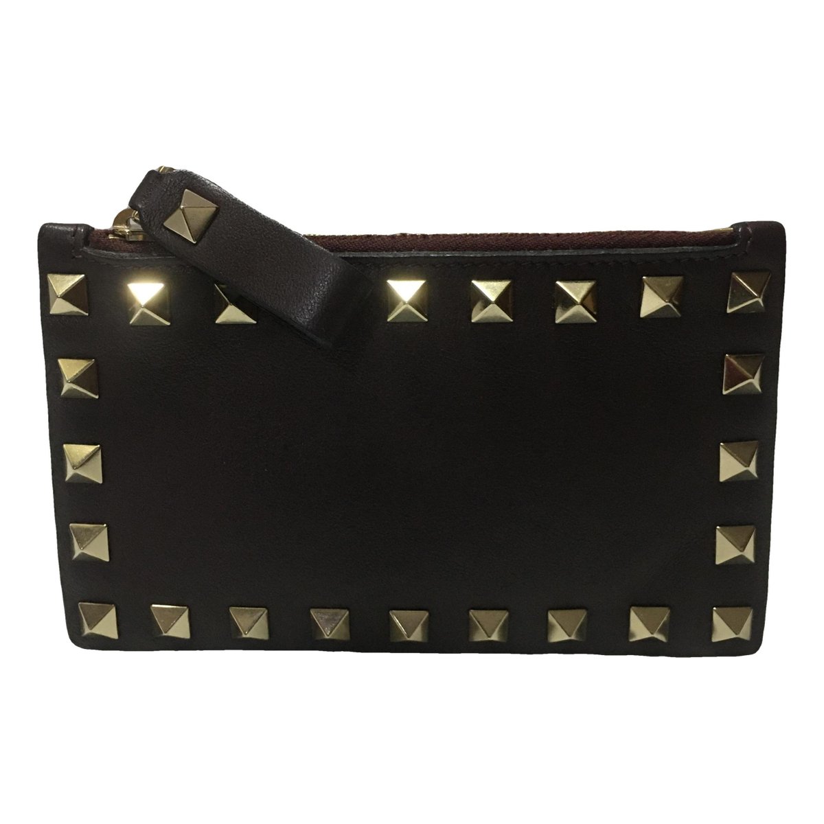 Rockstud leather card wallet