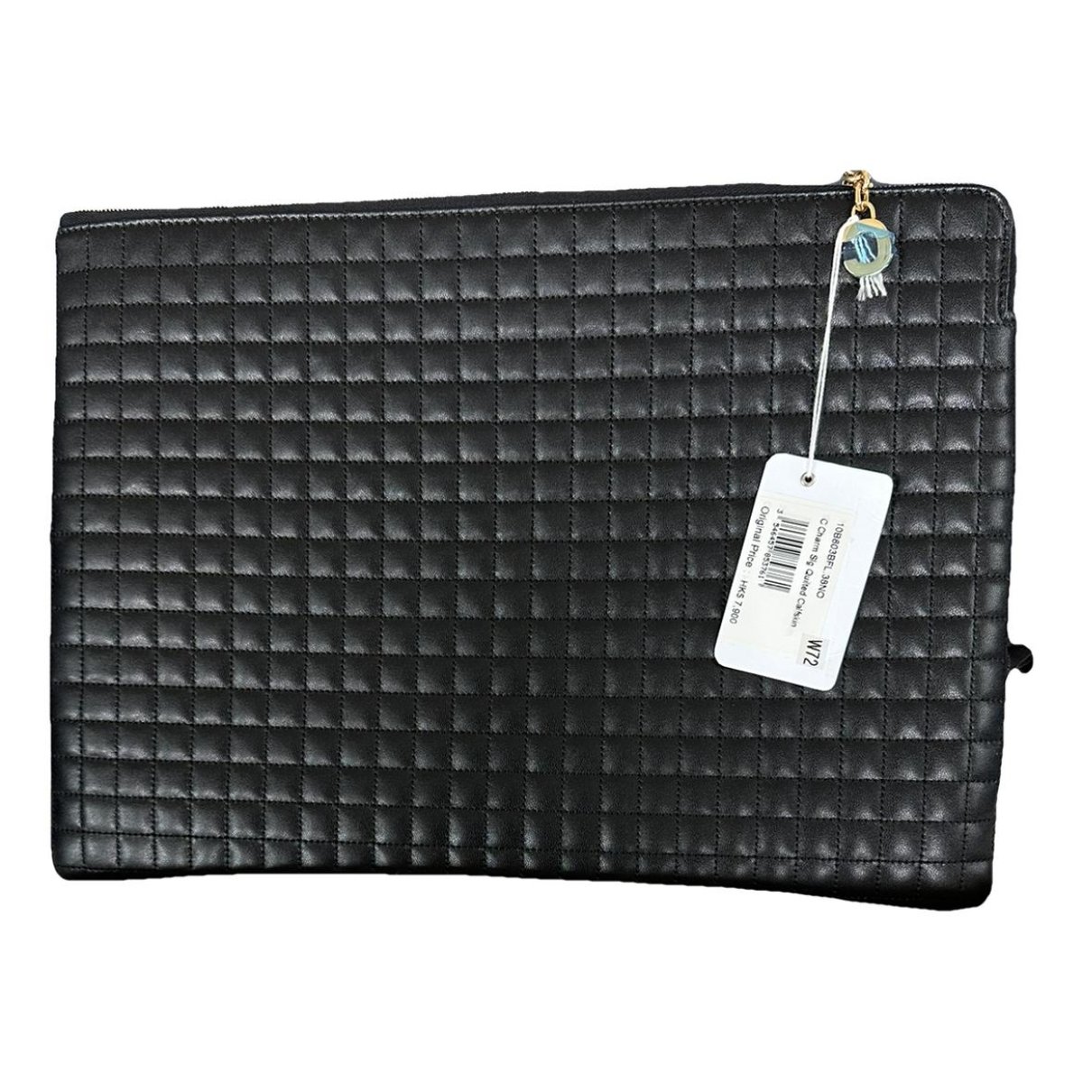 Charm leather clutch bag