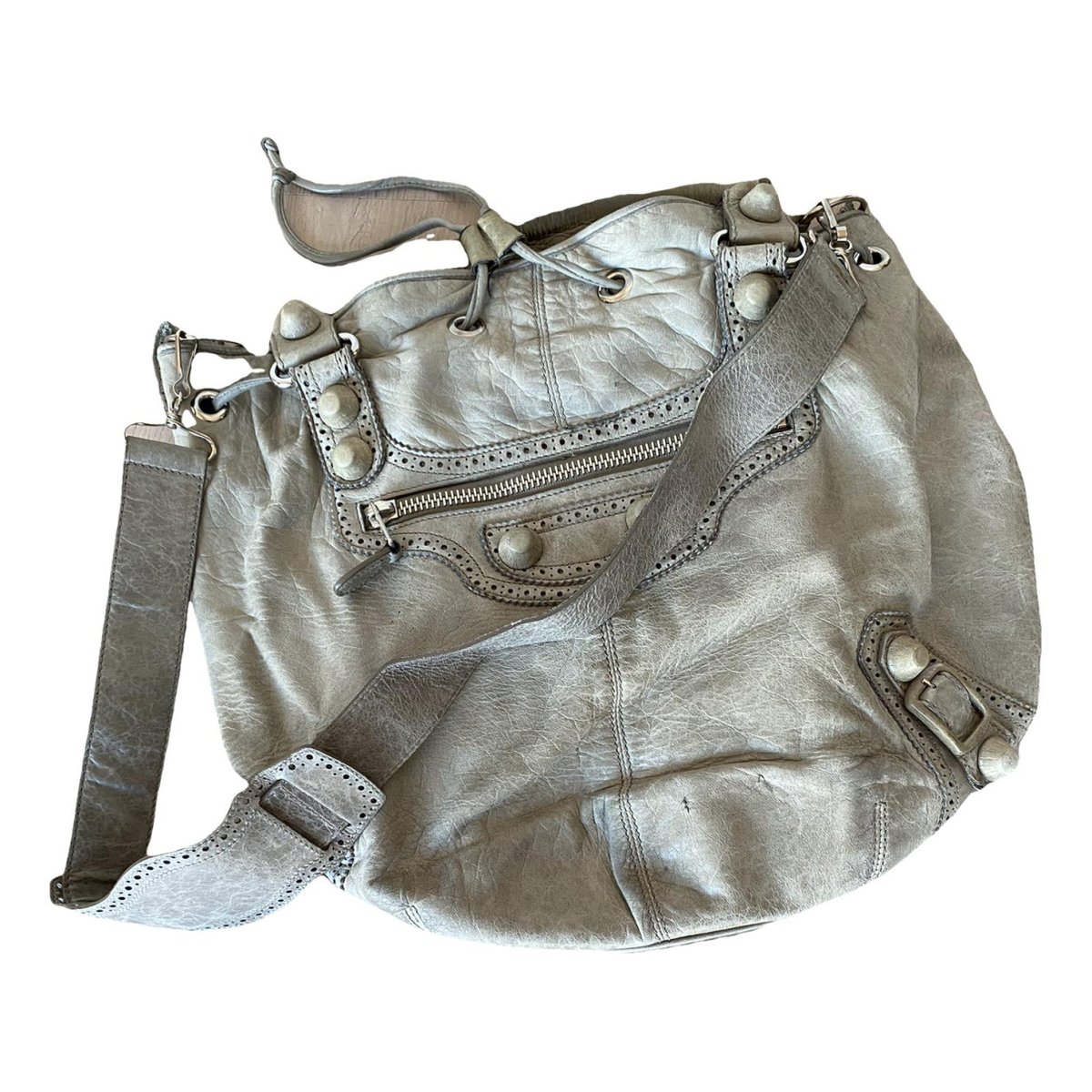 Pompon leather bag