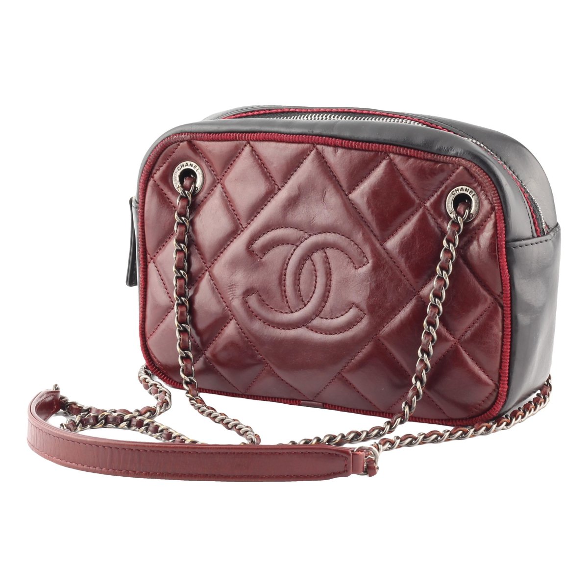Camera leather crossbody bag