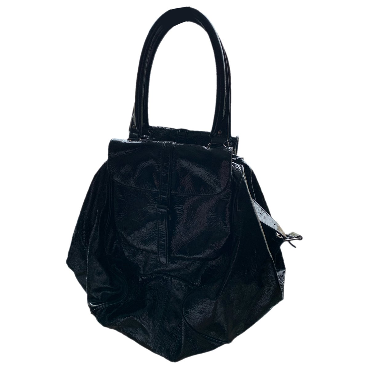 Box patent leather handbag