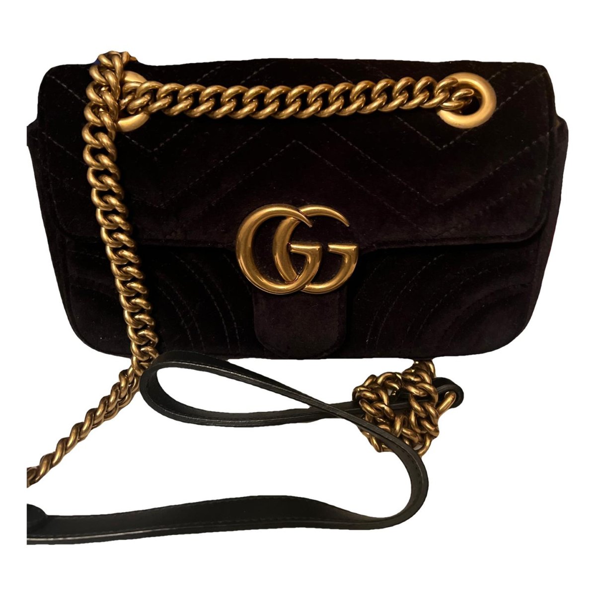 GG Marmont Chain Flap velvet crossbody bag