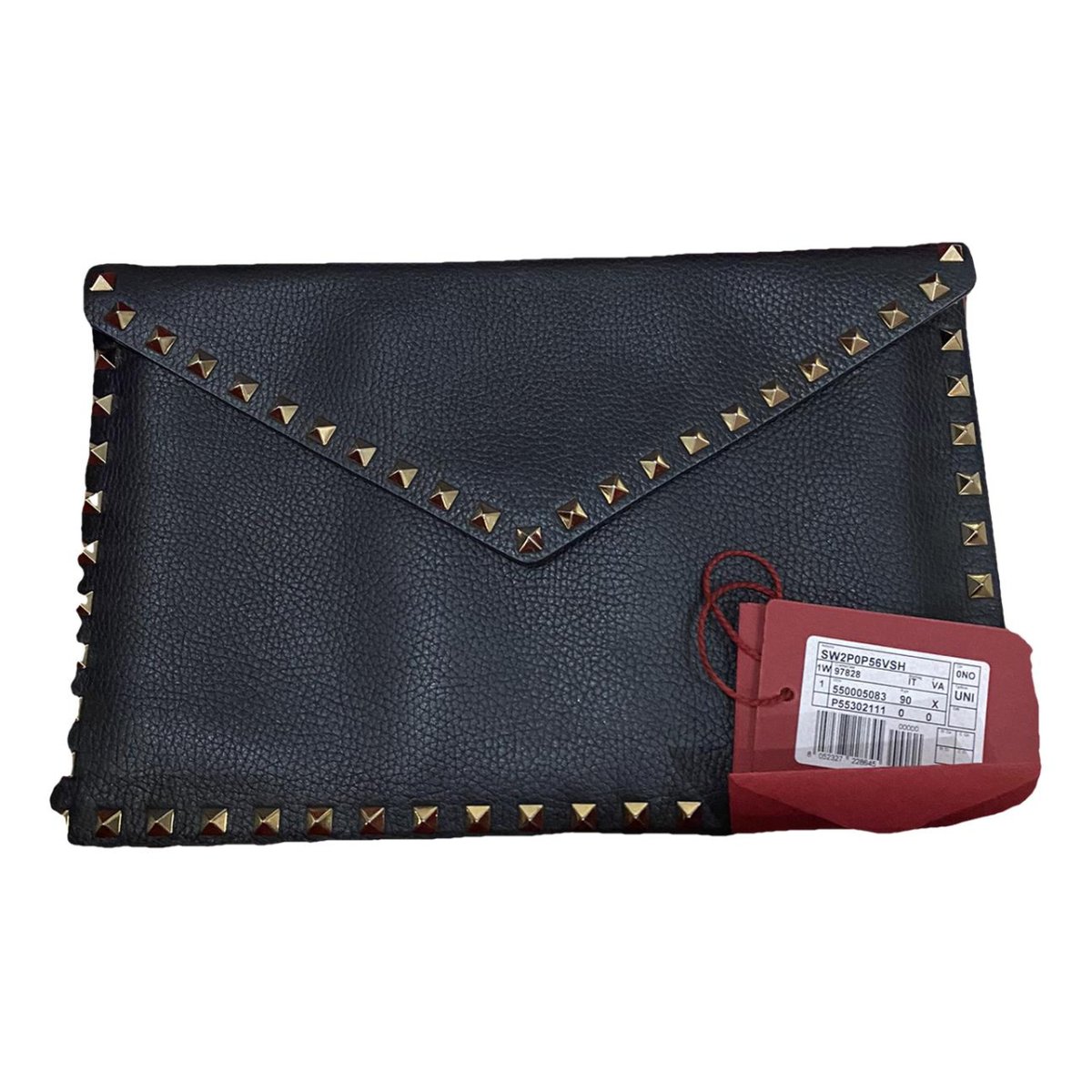 Rockstud leather clutch bag