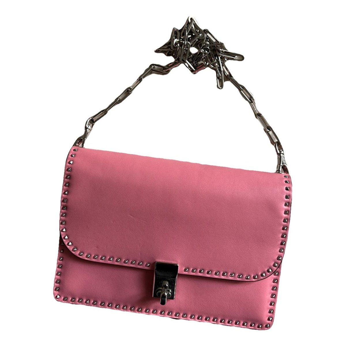 All over chain leather handbag