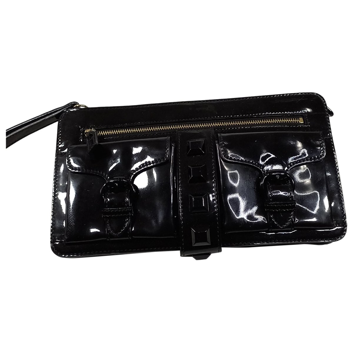 Sylvie patent leather clutch bag
