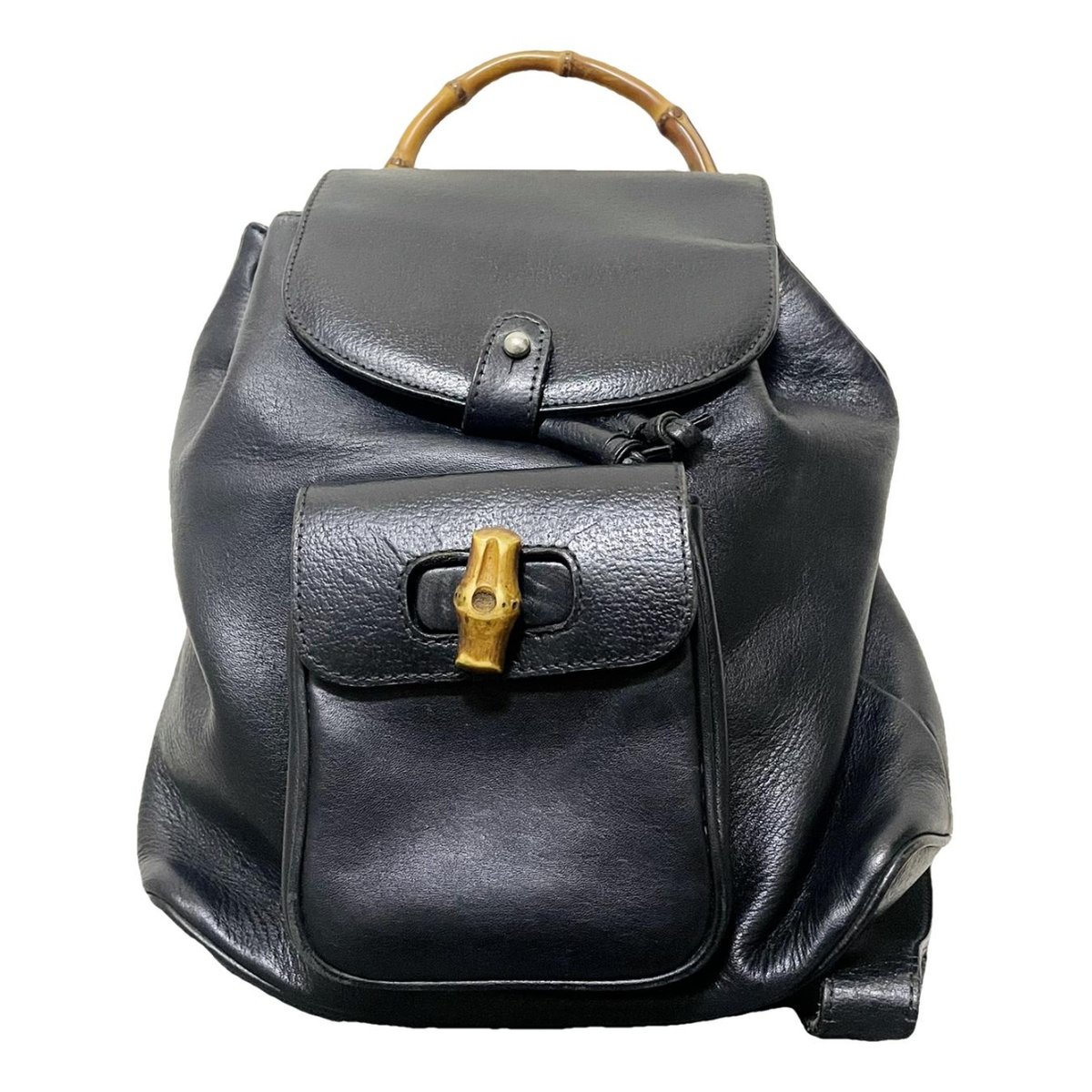 Bamboo Tassel Oval leather backpack