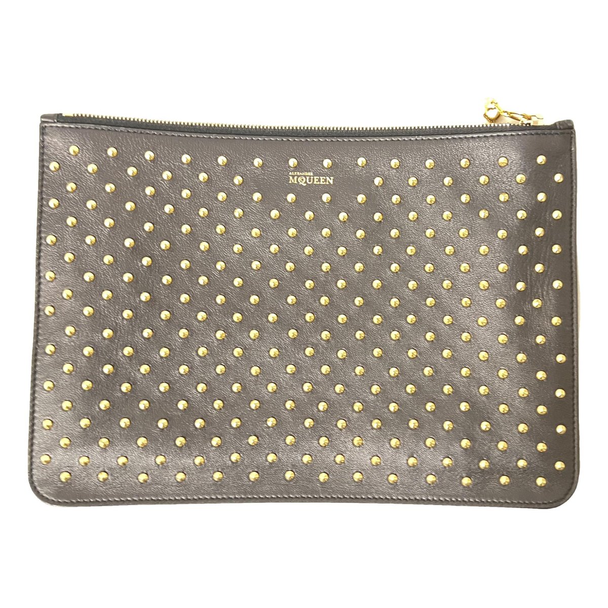 Skull leather clutch bag