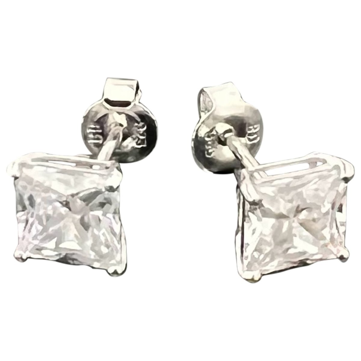 Puces en diamants silver earrings