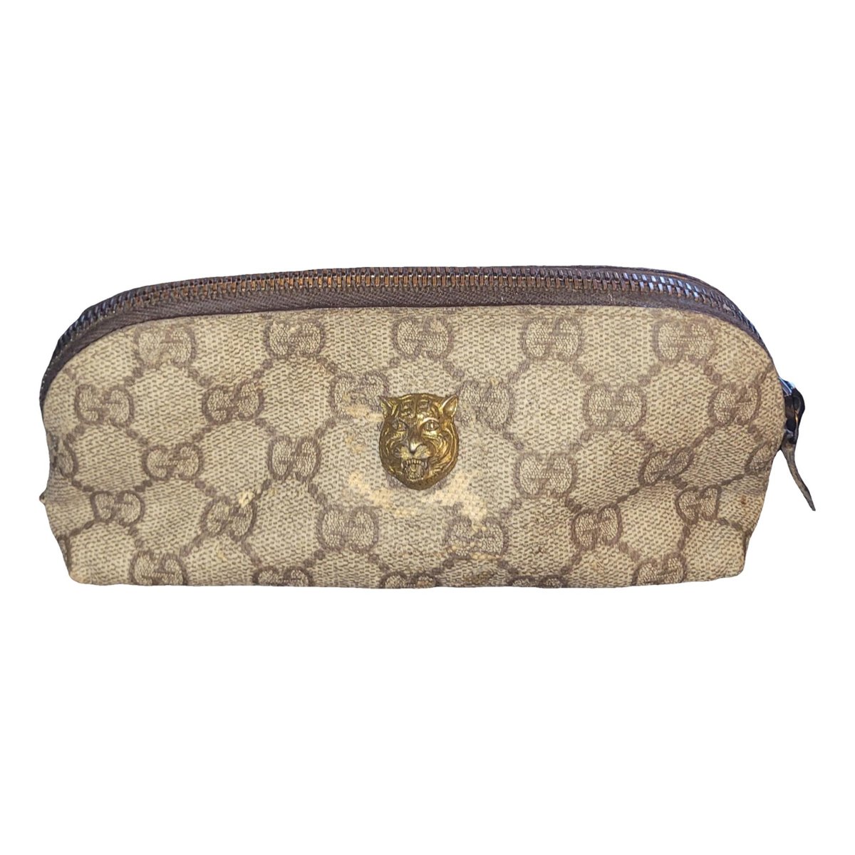 Animalier leather clutch bag