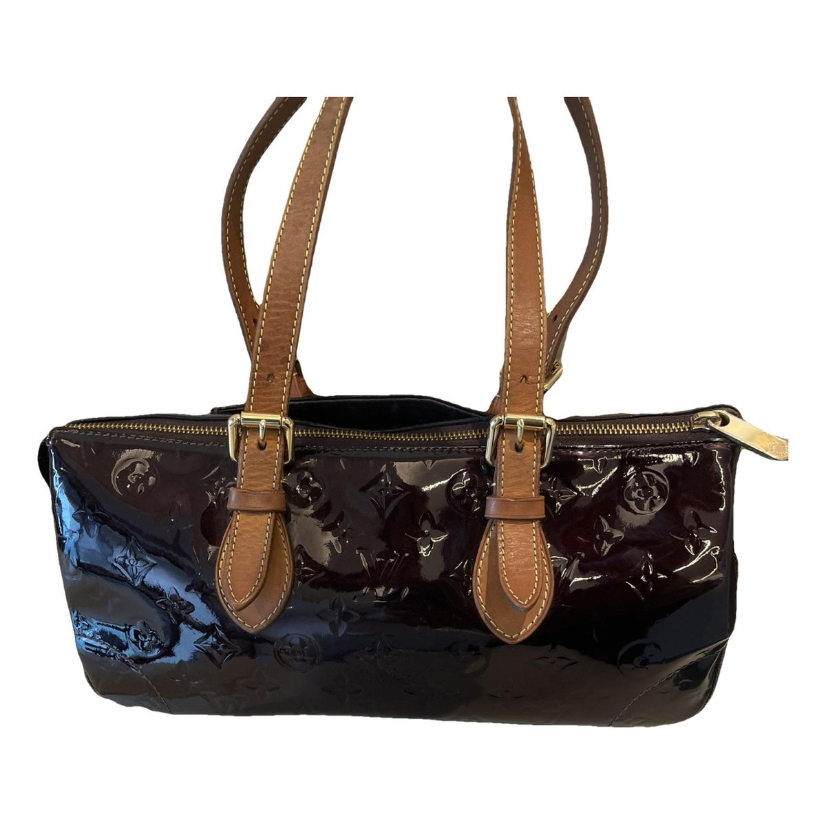 Rosewood patent leather handbag