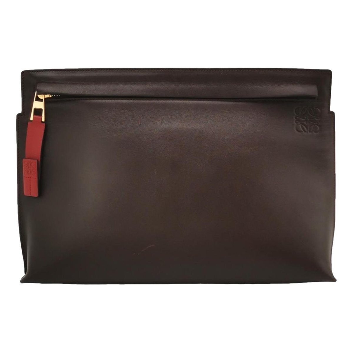 T Pouch leather clutch bag