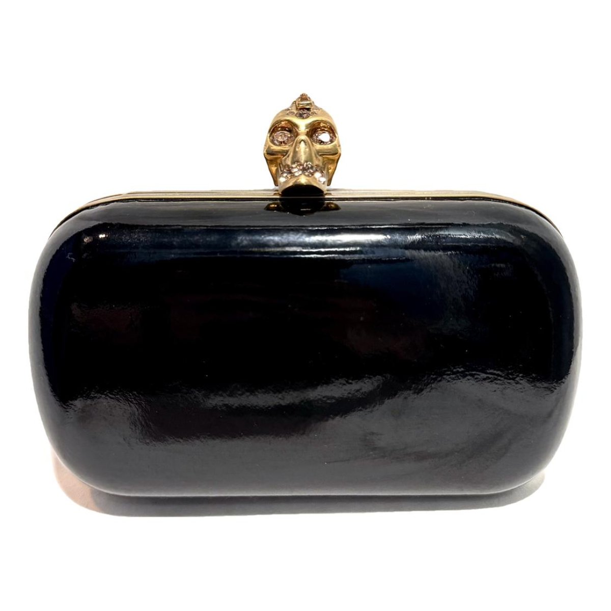 Skull patent leather clutch bag