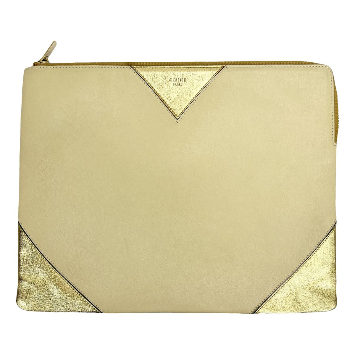 Cabas leather clutch bag