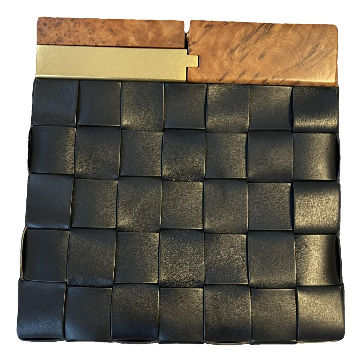 Snap leather clutch bag