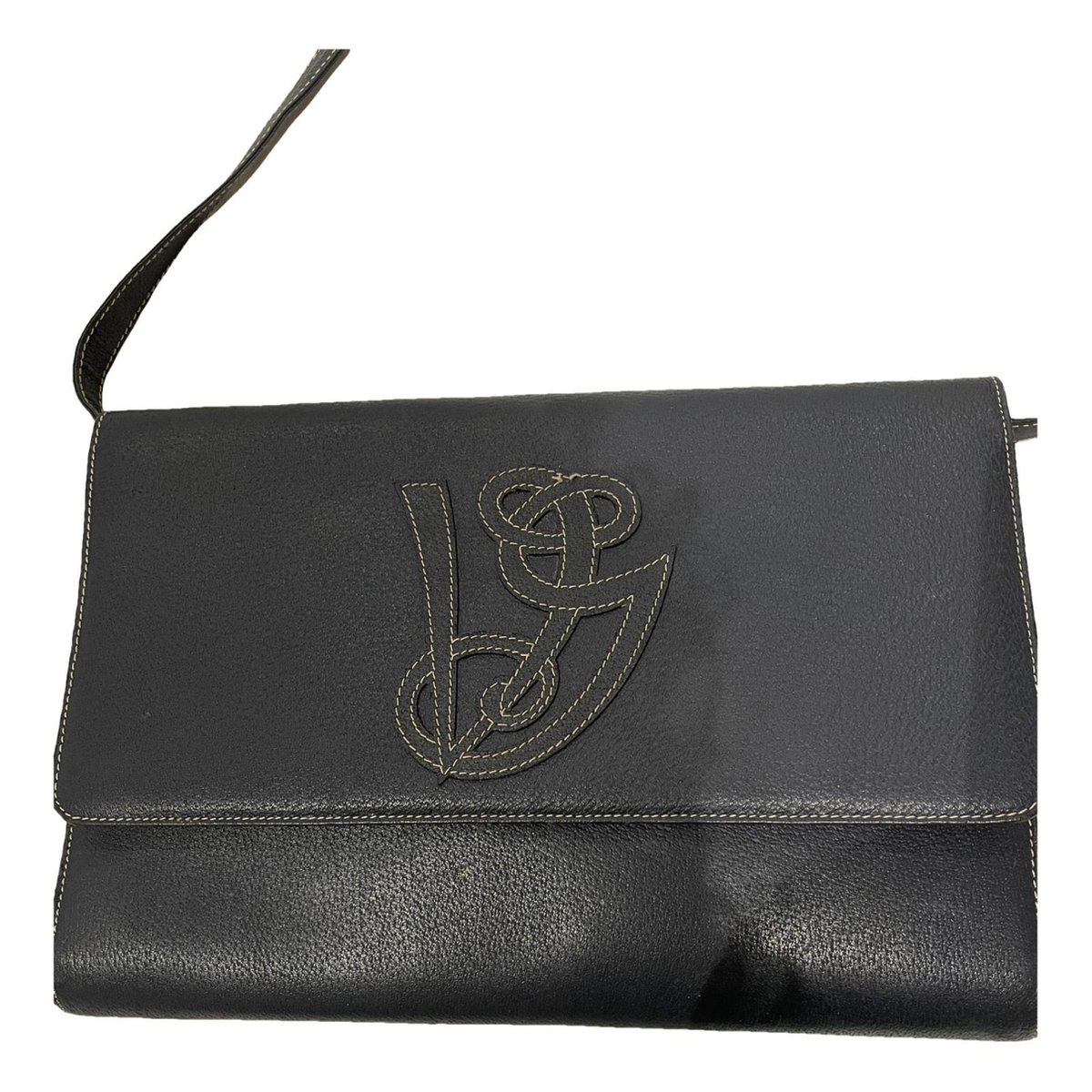 VLogo leather clutch bag