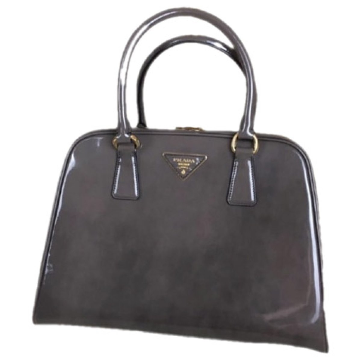 Pyramid patent leather handbag