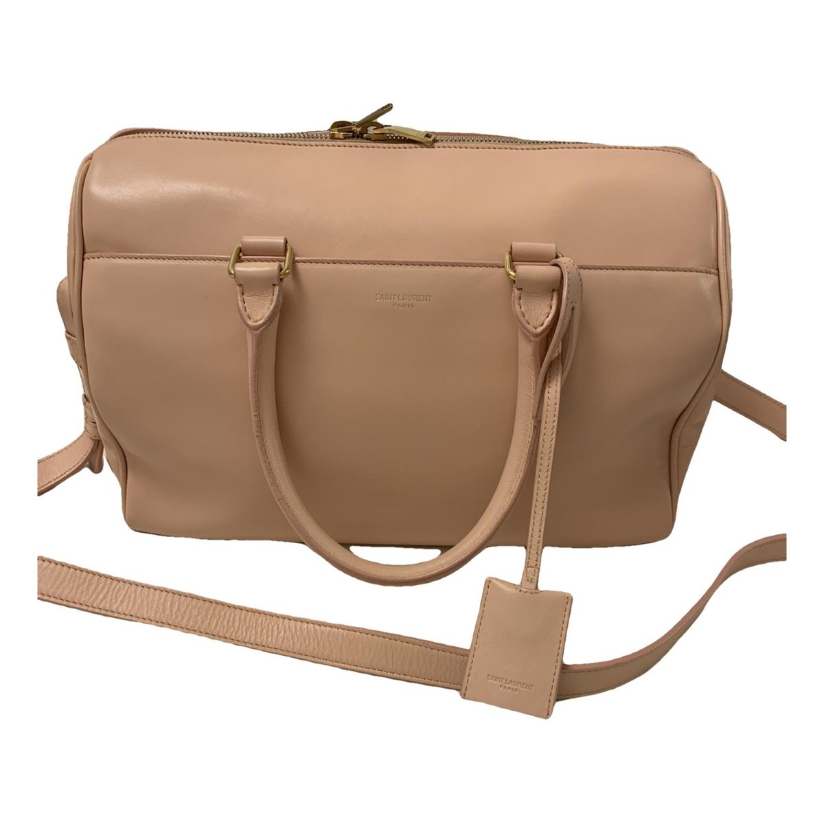 Duffle leather handbag