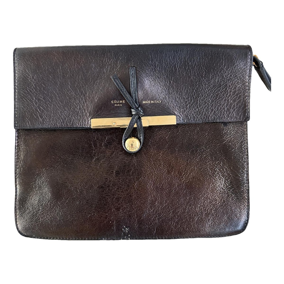 Clasp leather clutch bag