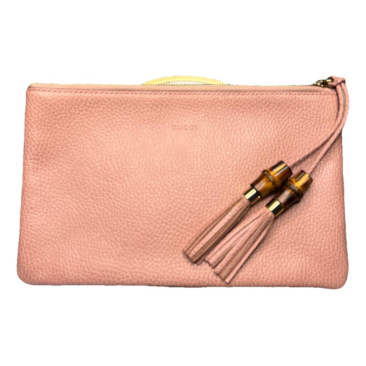 Bamboo leather clutch bag