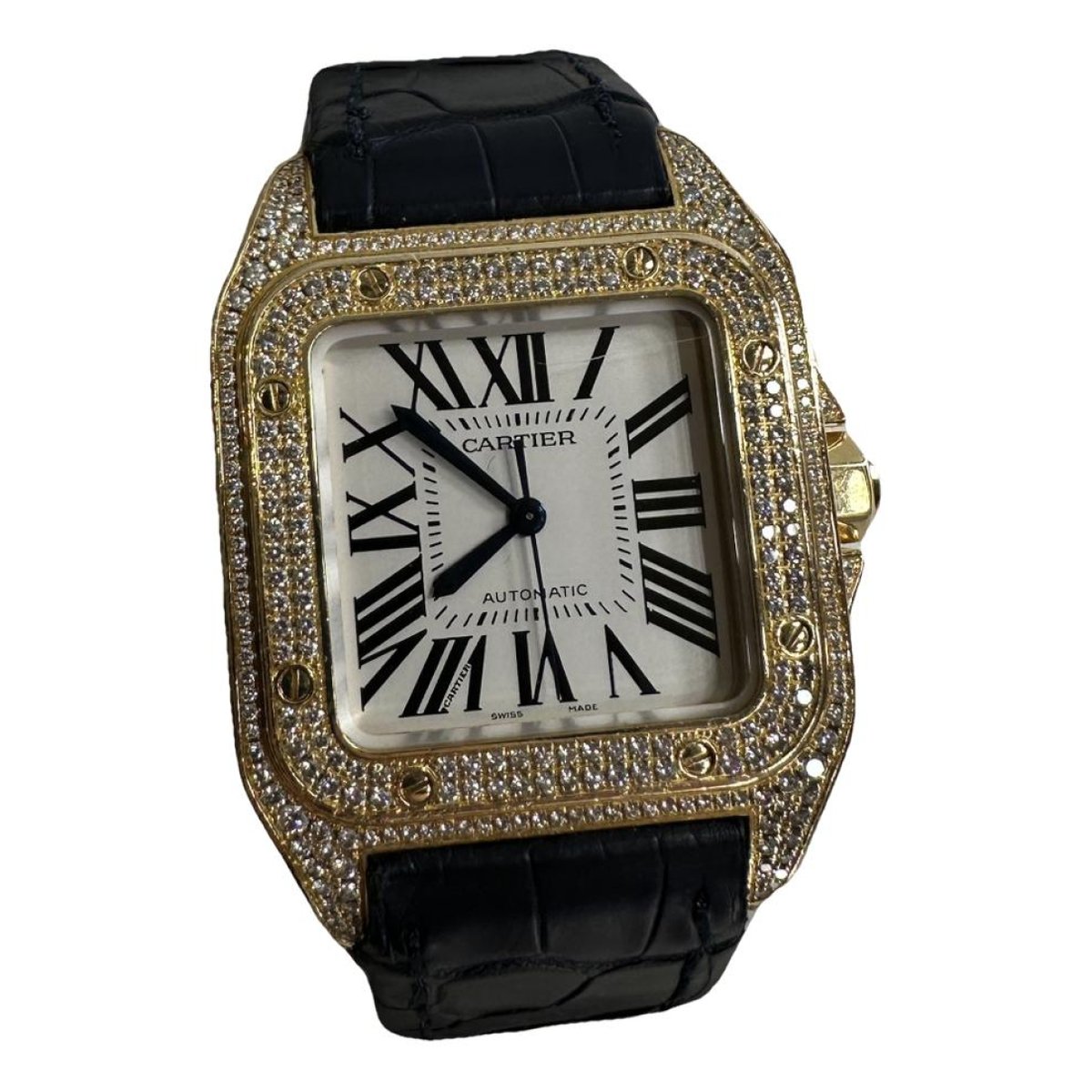 Santos 100 yellow gold watch