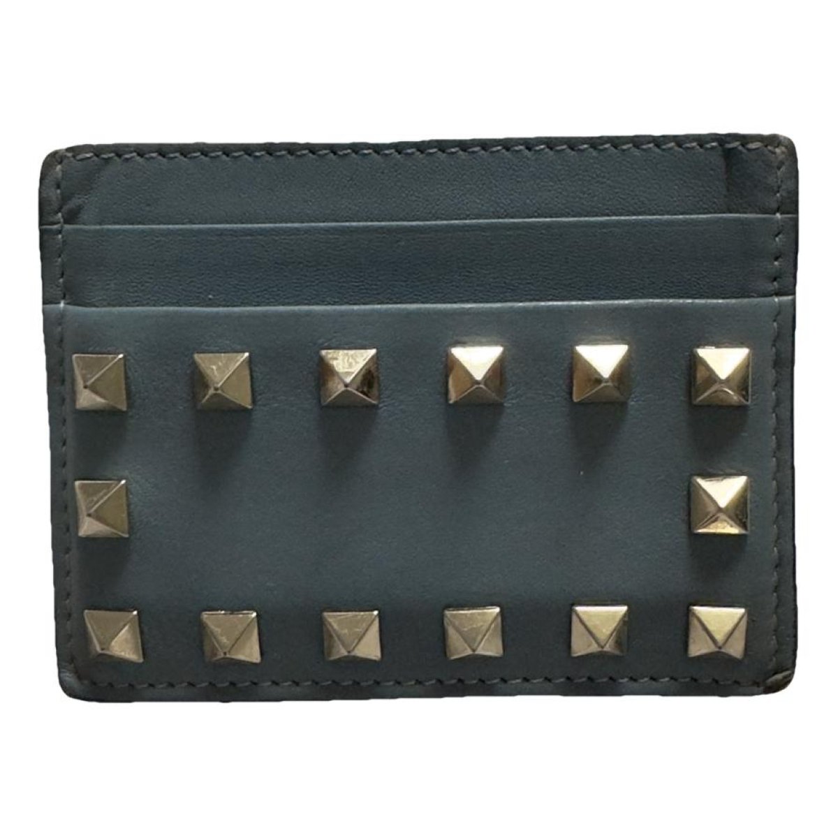 Rockstud leather card wallet