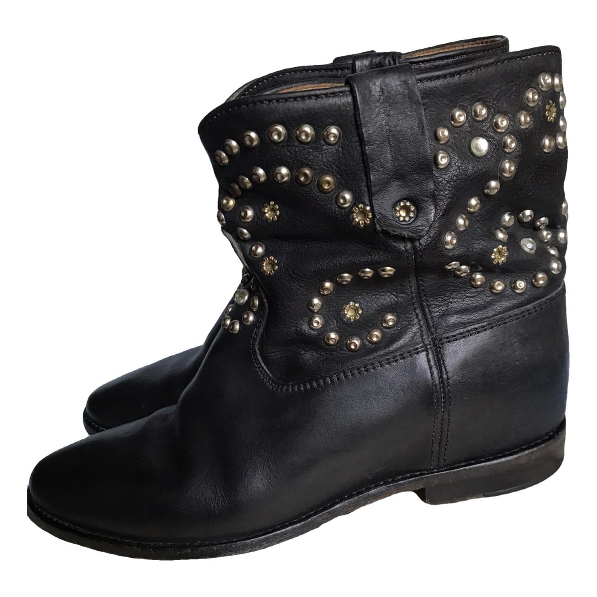 Cluster leather ankle boots