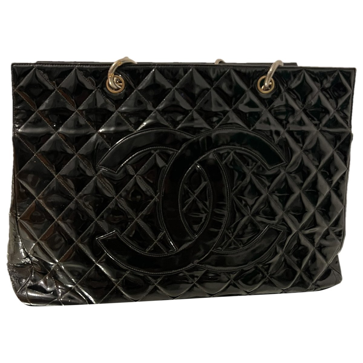 Grand shopping patent leather tote